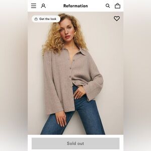 Reformation Fantino Cashmere Collared Cardigan Natural - Size S